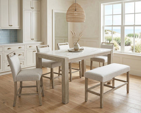 Hazel Weathered Oak/Neutral Counter Height Bench from Crown Mark - Luna Furniture