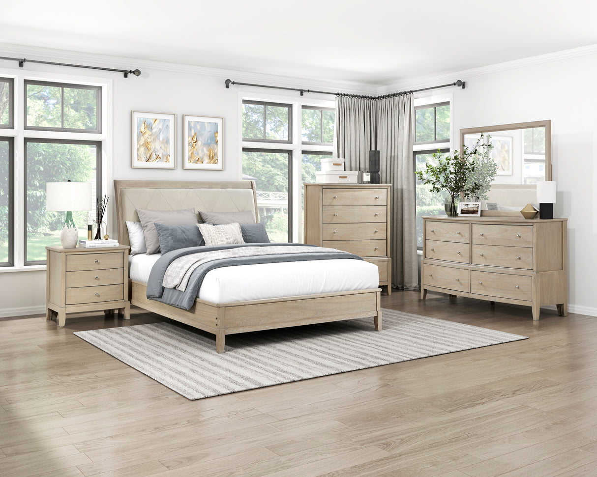 Chesky Warm Espresso 5-Piece Bedroom Set (Queen Bed, Nightstand, Dresser, Mirror, Chest) from Homelegance - Luna Furniture