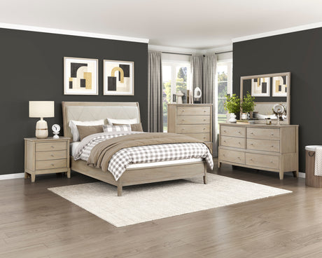 Chesky Warm Espresso 5-Piece Bedroom Set (Queen Bed, Nightstand, Dresser, Mirror, Chest) from Homelegance - Luna Furniture