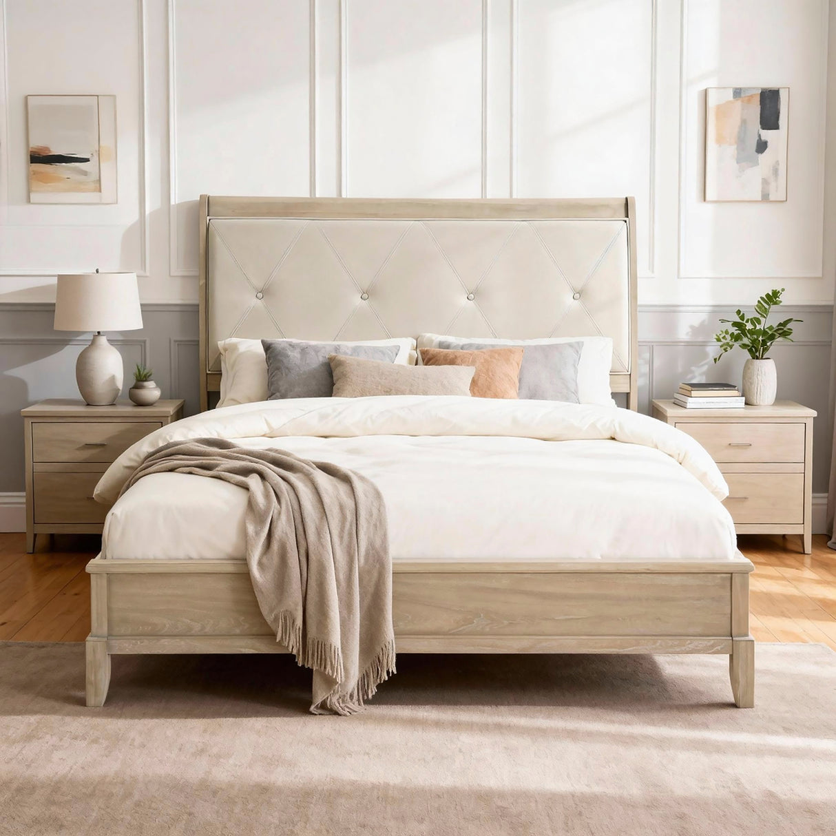 Cotterill Beige 4pc Set (QB+NS+DR+MR) from Homelegance - Luna Furniture