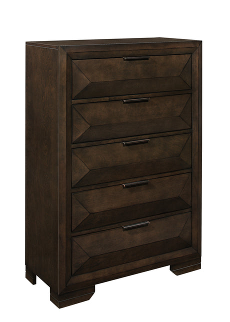 Chesky Warm Espresso 5-Piece Bedroom Set (Queen Bed, Nightstand, Dresser, Mirror, Chest) from Homelegance - Luna Furniture