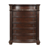 Cavalier Dark Cherry 5-Piece Bedroom Set (Queen Bed, Nightstand, Dresser, Mirror, Chest) from Homelegance - Luna Furniture