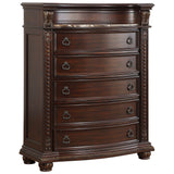 Cavalier Dark Cherry 5-Piece Bedroom Set (Queen Bed, Nightstand, Dresser, Mirror, Chest) from Homelegance - Luna Furniture