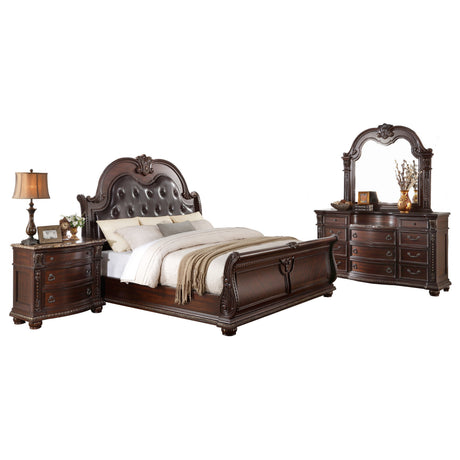 Cavalier Dark Cherry King Upholstered Sleigh Bed from Homelegance - Luna Furniture