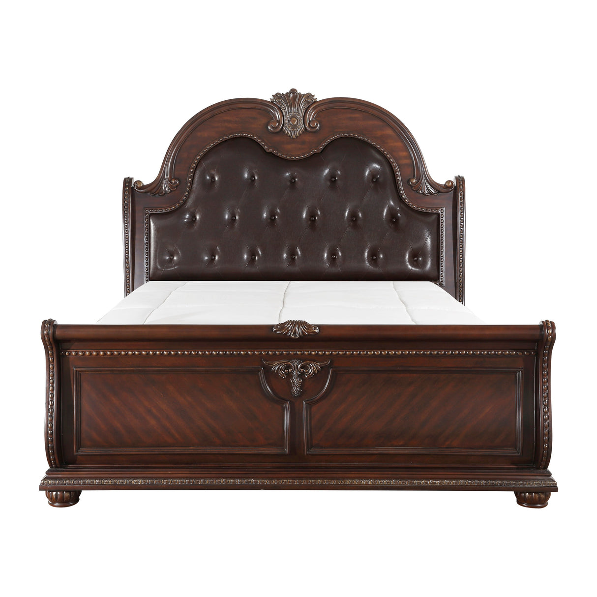 Cavalier Dark Cherry Queen Upholstered Sleigh Bed from Homelegance - Luna Furniture