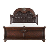 Cavalier Dark Cherry Queen Upholstered Sleigh Bed from Homelegance - Luna Furniture