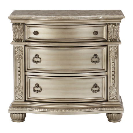 Cavalier Silver 4-Piece Bedroom Set (Queen Bed, Nightstand, Dresser, Mirror) from Homelegance - Luna Furniture