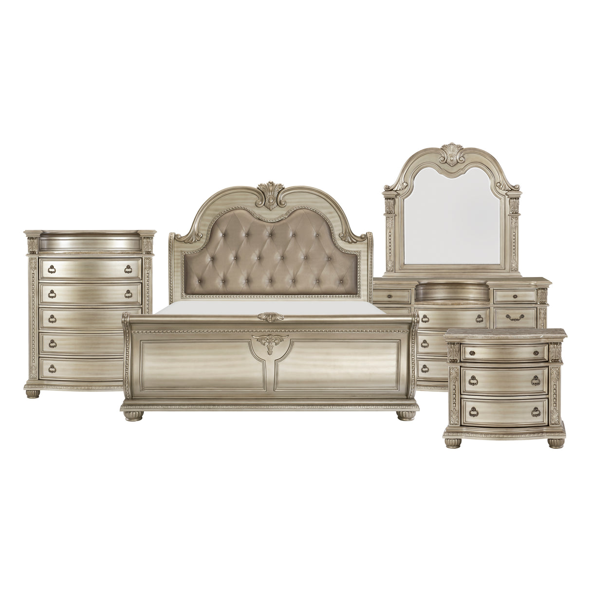 Cavalier Dark Cherry King Upholstered Sleigh Bed from Homelegance - Luna Furniture