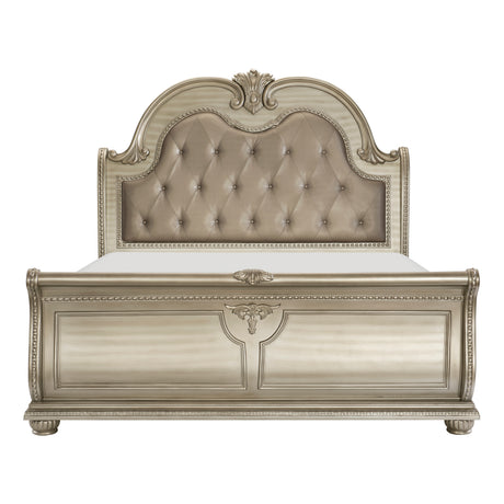 Cavalier Dark Cherry King Upholstered Sleigh Bed from Homelegance - Luna Furniture