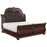 Cavalier Dark Cherry Queen Upholstered Sleigh Bed from Homelegance - Luna Furniture