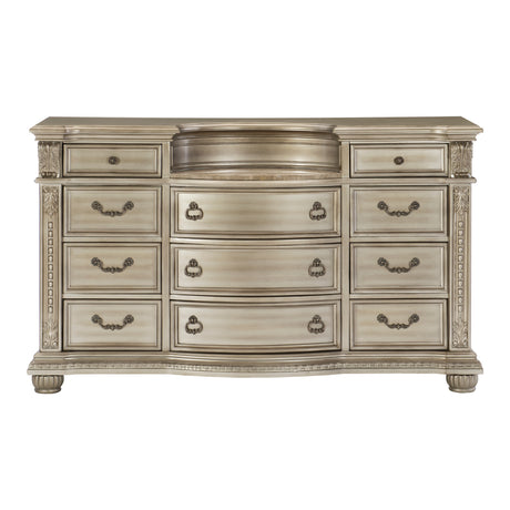 Cavalier Silver 5-Piece Bedroom Set (Queen Bed, Nightstand, Dresser, Mirror, Chest) from Homelegance - Luna Furniture