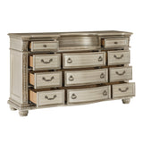 Cavalier Silver 5-Piece Bedroom Set (Queen Bed, Nightstand, Dresser, Mirror, Chest) from Homelegance - Luna Furniture
