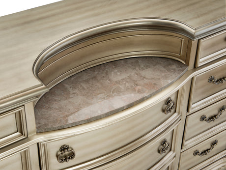 Cavalier Silver 5-Piece Bedroom Set (Queen Bed, Nightstand, Dresser, Mirror, Chest) from Homelegance - Luna Furniture