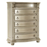 Cavalier Silver 5-Piece Bedroom Set (Queen Bed, Nightstand, Dresser, Mirror, Chest) from Homelegance - Luna Furniture