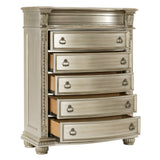 Cavalier Silver 5-Piece Bedroom Set (Queen Bed, Nightstand, Dresser, Mirror, Chest) from Homelegance - Luna Furniture