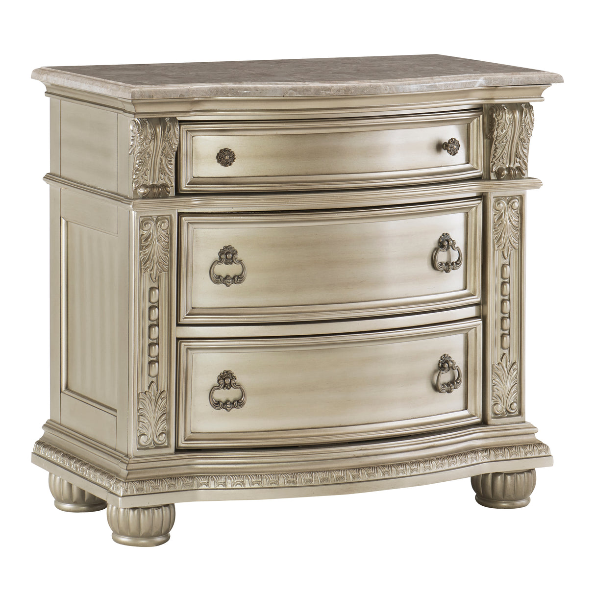 Cavalier Silver 5-Piece Bedroom Set (Queen Bed, Nightstand, Dresser, Mirror, Chest) from Homelegance - Luna Furniture
