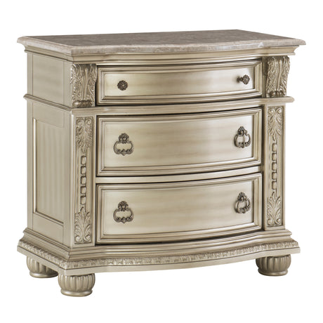 Cavalier Silver 5-Piece Bedroom Set (Queen Bed, Nightstand, Dresser, Mirror, Chest) from Homelegance - Luna Furniture