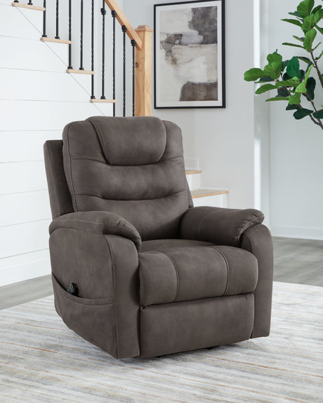 Snowfield Gunmetal Power Lift Recliner from Ashley Furniture - Luna Furniture