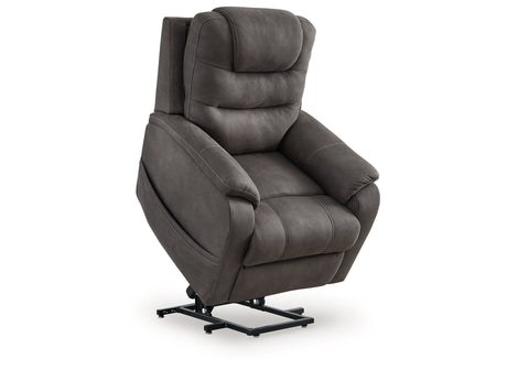 Snowfield Gunmetal Power Lift Recliner from Ashley Furniture - Luna Furniture