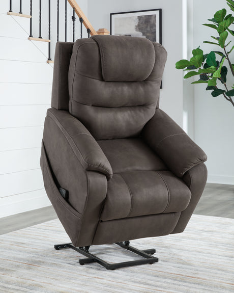 Snowfield Gunmetal Power Lift Recliner from Ashley Furniture - Luna Furniture