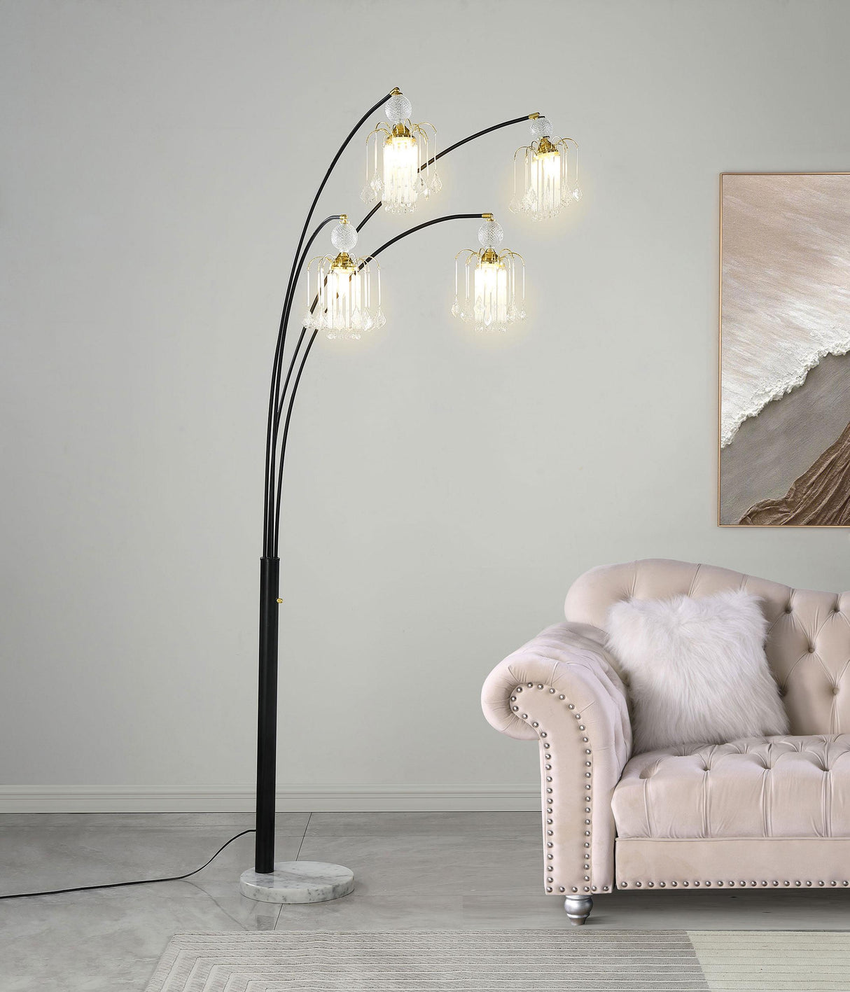 Maisel Floor Lamp with 4 Staggered Shades Black from Coaster - Luna Furniture