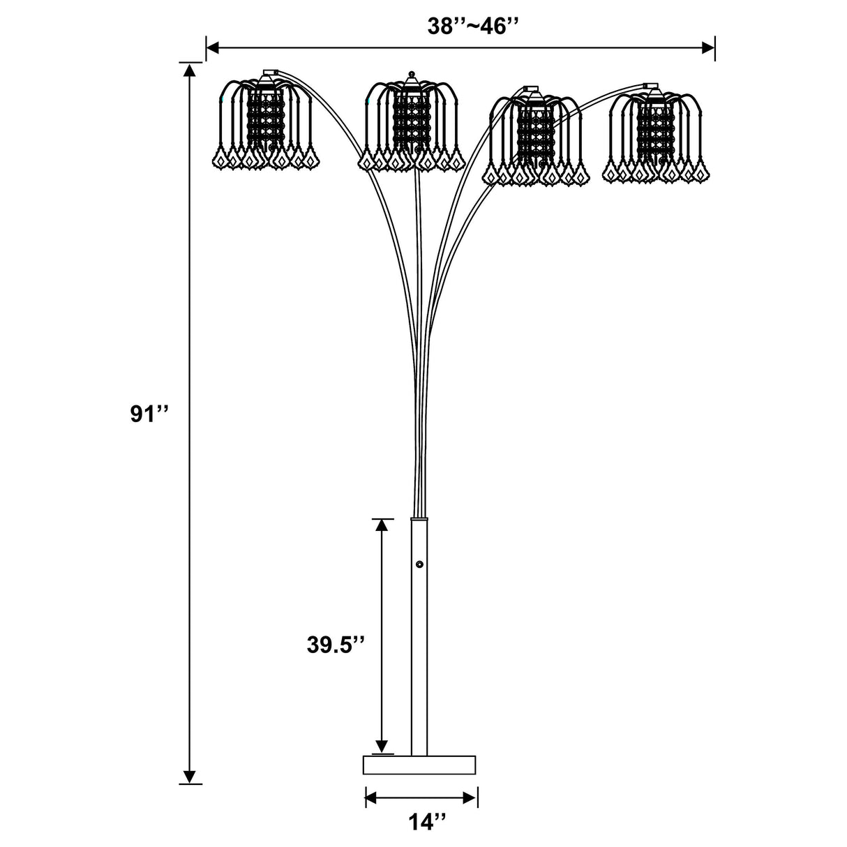 Maisel Floor Lamp with 4 Staggered Shades Black from Coaster - Luna Furniture