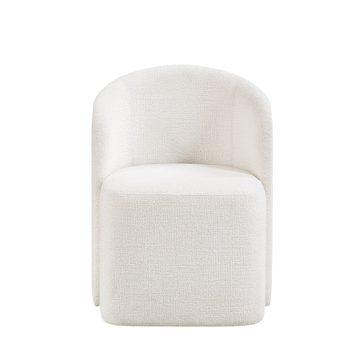 6085 White Upholstered Dining Chair with Caster