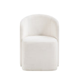 6085 White Upholstered Dining Chair with Caster