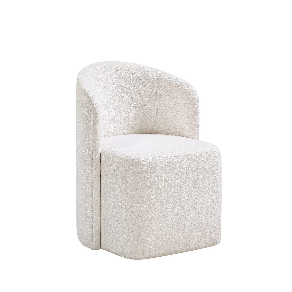 6085 White Upholstered Dining Chair with Caster