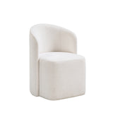 6085 White Upholstered Dining Chair with Caster