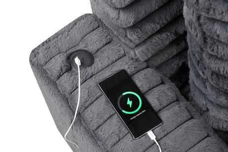 Puflo Charcoal Oversized Chaise from Happy Homes - Luna Furniture