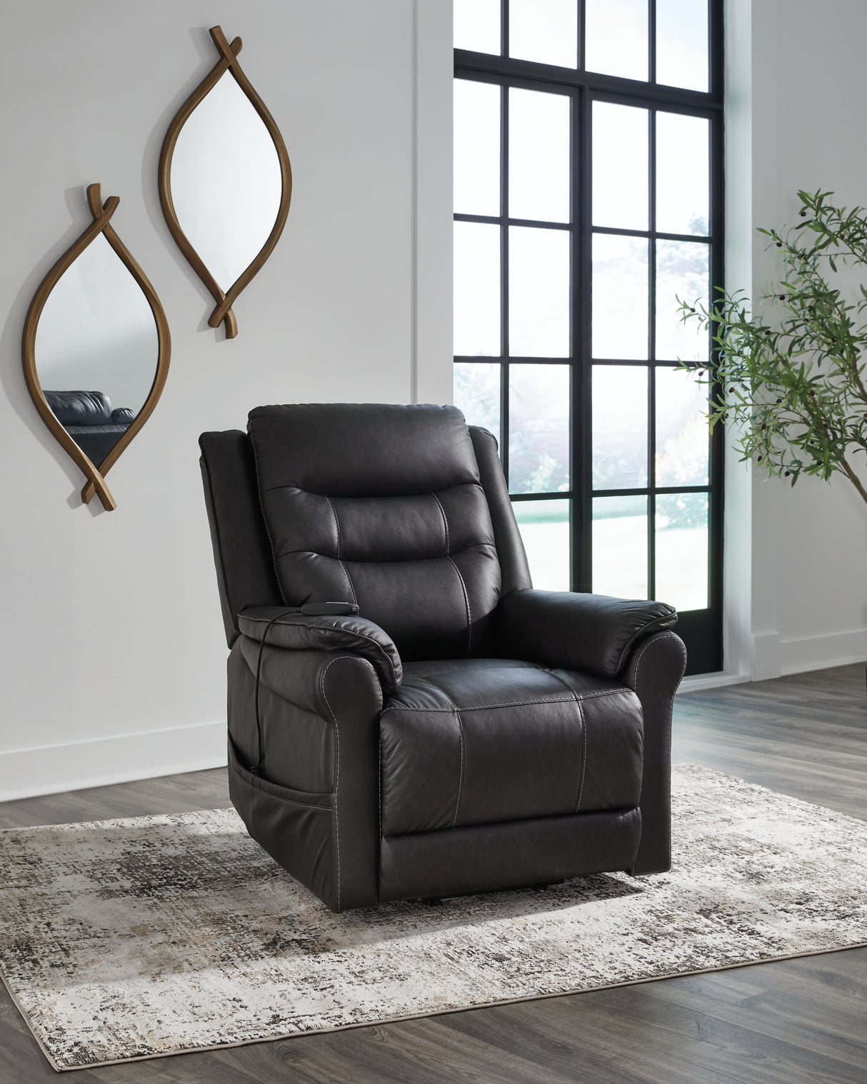 Oatman Carbon Power Lift Recliner from Ashley Furniture - Luna Furniture