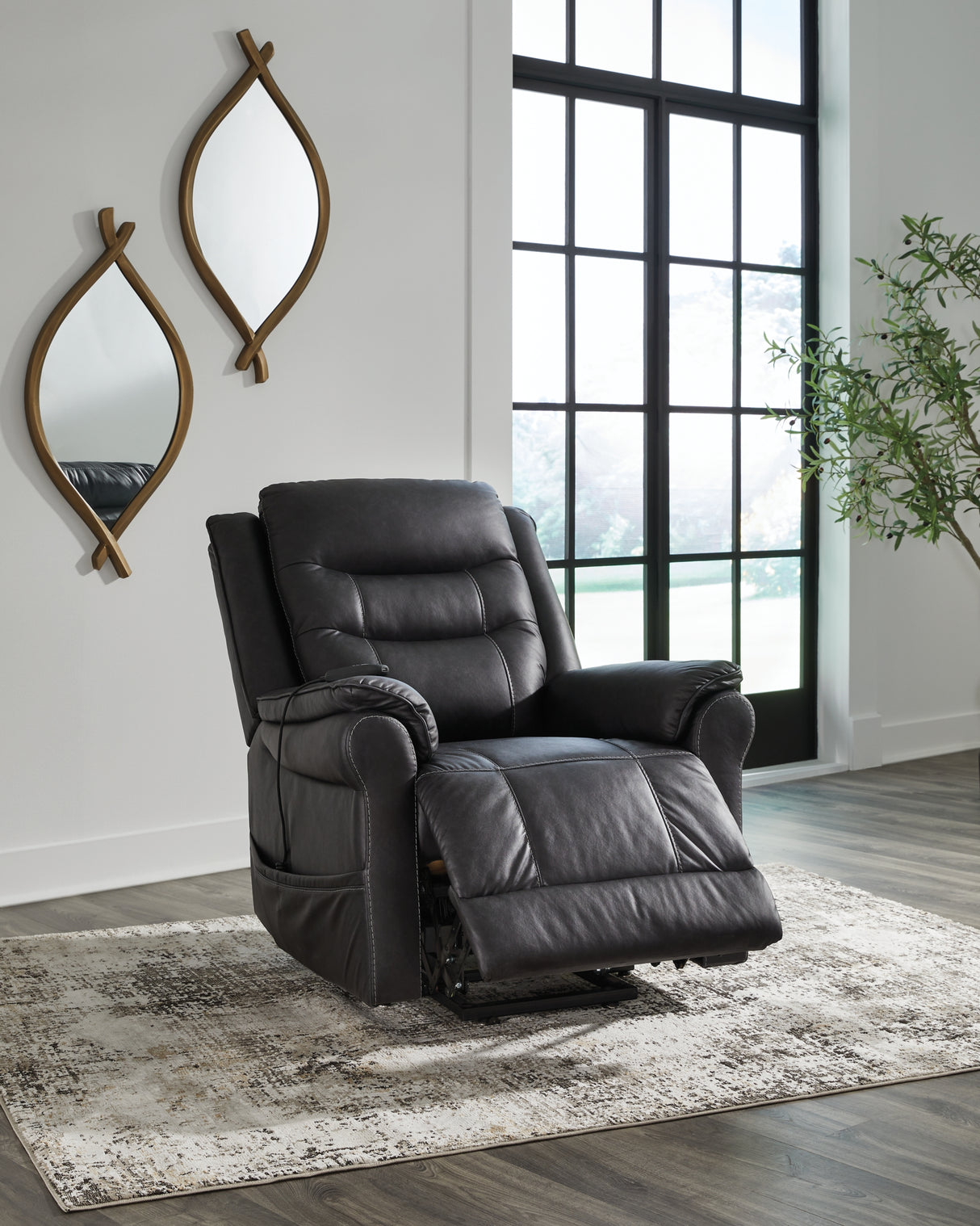 Oatman Carbon Power Lift Recliner from Ashley Furniture - Luna Furniture