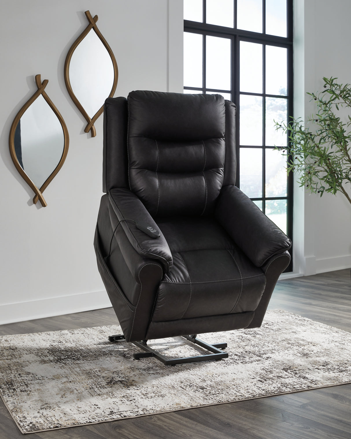 Oatman Carbon Power Lift Recliner from Ashley Furniture - Luna Furniture