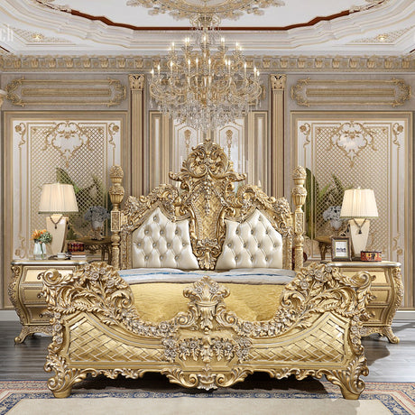 HD-1801 Metallic Antique Gold Eastern King Bed from Homey Design - Luna Furniture