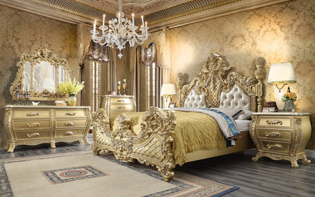 HD-1801 Metallic Antique Gold 5-Piece California King Bedroom Set from Homey Design - Luna Furniture