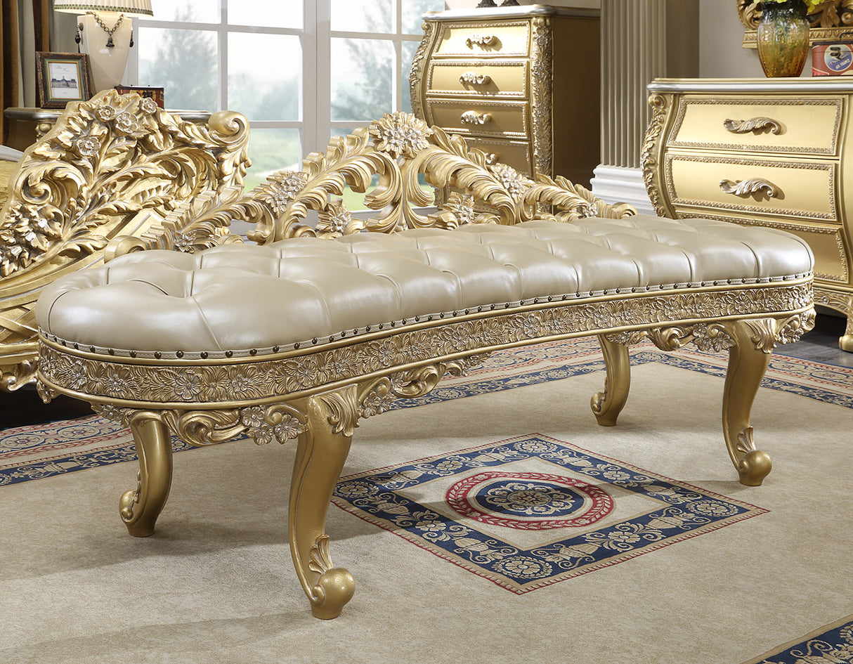 HD-1801 Metallic Antique Gold Bench from Homey Design - Luna Furniture