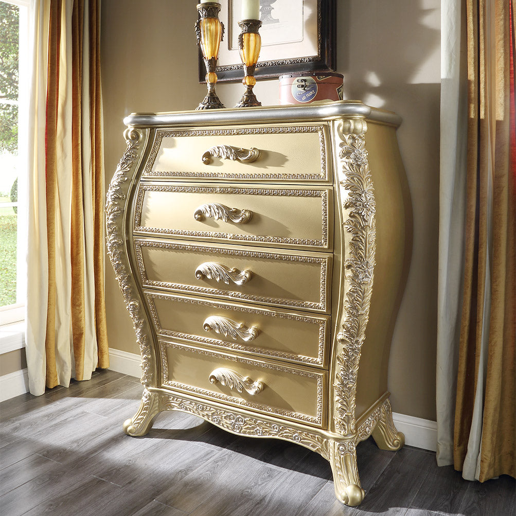 HD-1801 Metallic Antique Gold Chest from Homey Design - Luna Furniture