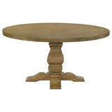 Florence Rustic Smoke Round Pedestal Dining Table from Coaster - Luna Furniture
