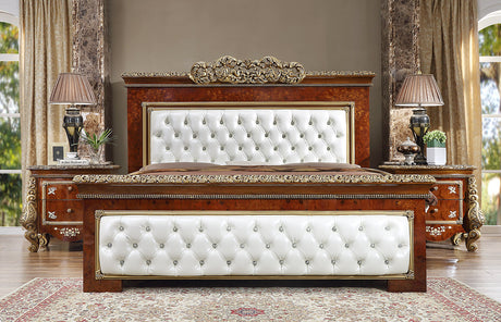 HD-1803 Burl/Metallic Antique Gold California King Bed from Homey Design - Luna Furniture