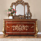 HD-1803 Burl/Metallic Antique Gold Buffet from Homey Design - Luna Furniture