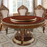 HD-1803 Burl/Metallic Antique Gold 5-Piece Round Dining Set from Homey Design - Luna Furniture