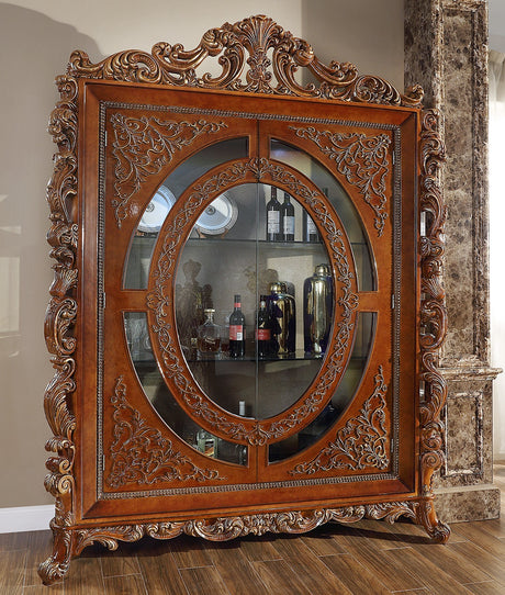 HD-1804 Burl/Metallic Antique Gold China from Homey Design - Luna Furniture