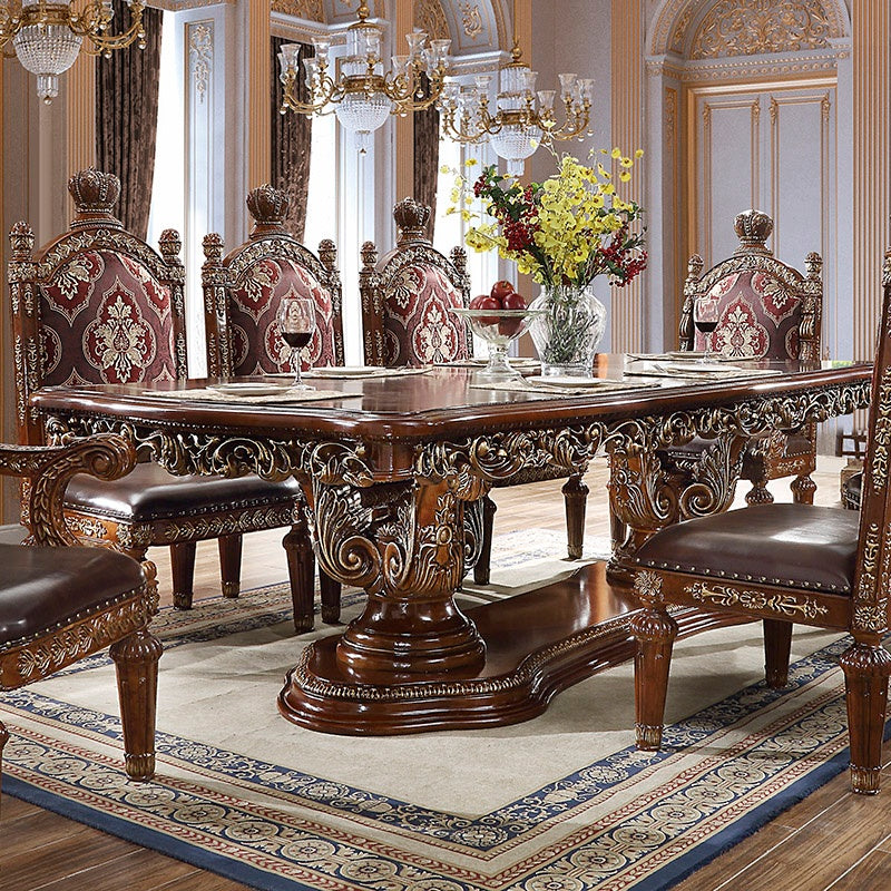 HD-1804 Burl/Metallic Antique Gold Rectangle Table from Homey Design - Luna Furniture