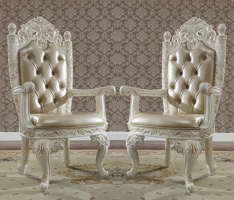 HD-1806 Antique White/Gold Brush Highlights Arm Chair from Homey Design - Luna Furniture
