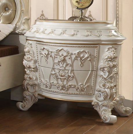 HD-1806 Antique White/Gold Brush Highlights Nightstand from Homey Design - Luna Furniture