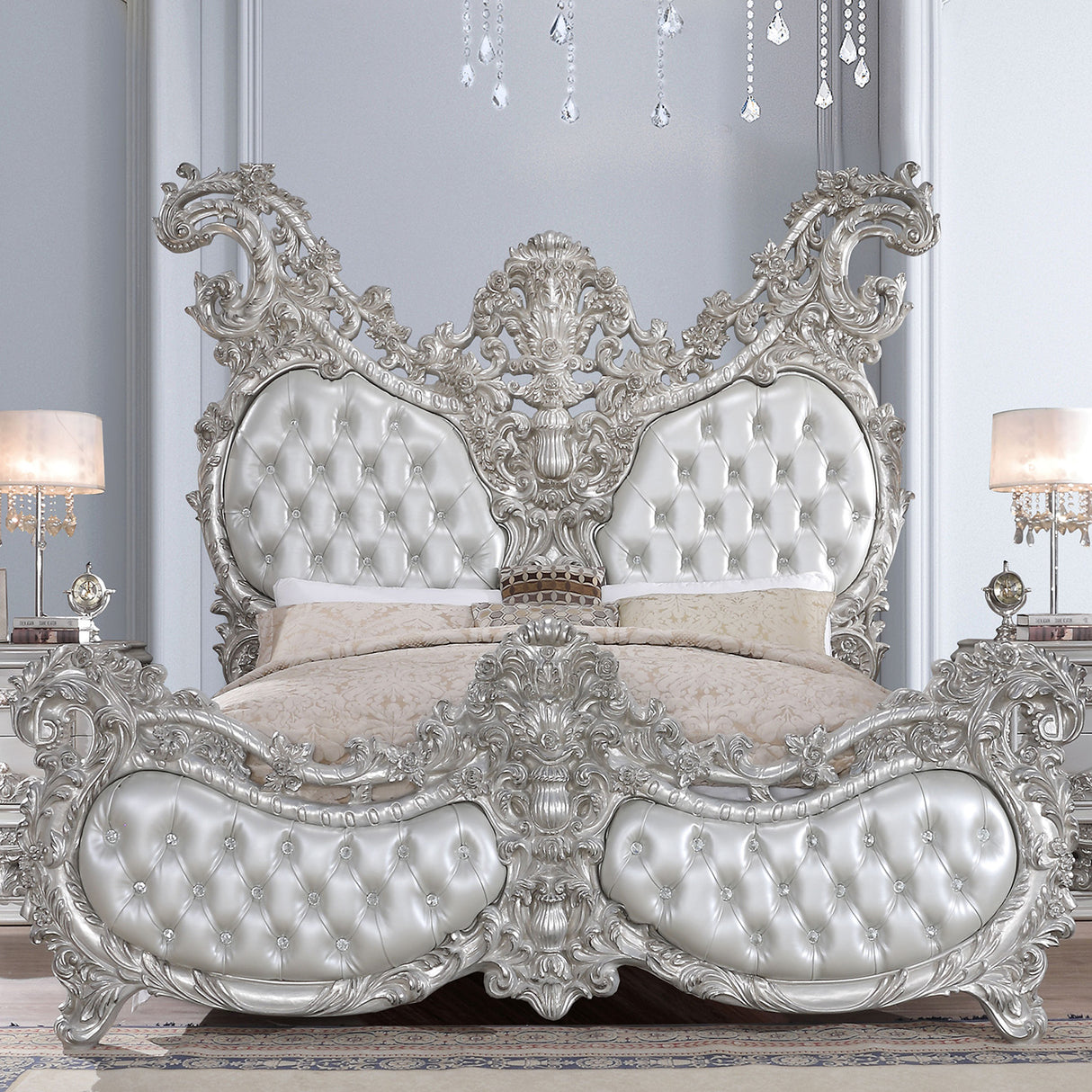 HD-1808 Silver Eastern King Bed from Homey Design - Luna Furniture