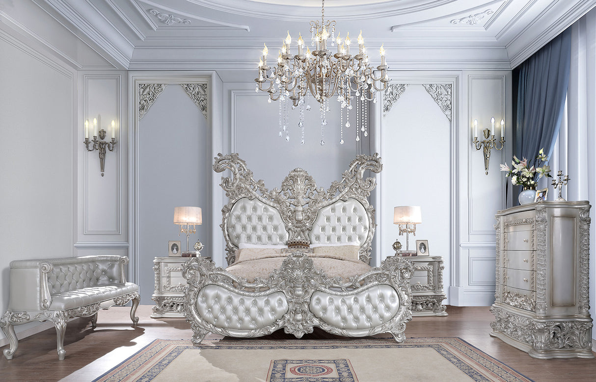 HD-1808 Silver 5-Piece King Bedroom Set from Homey Design - Luna Furniture
