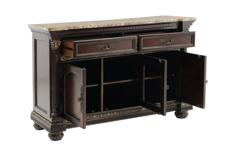 Russian Hill Warm Cherry 112" 9-Piece Double Pedestal Extendable Dining Set from Homelegance - Luna Furniture