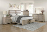 McKewen Light Gray Eastern King Platform Bed with Footboard Storage from Homelegance - Luna Furniture